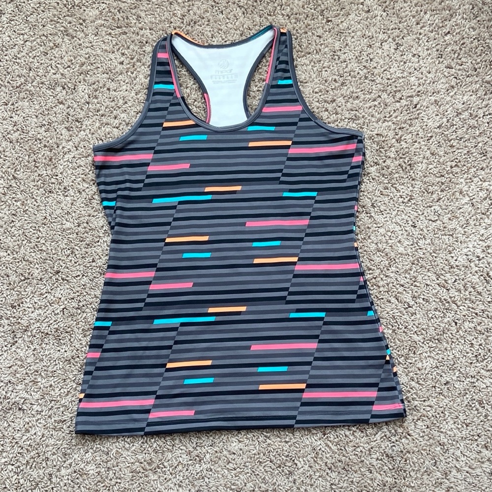 MPG Black Multicolor Striped Athletic  Tank Top Large Like‎ New